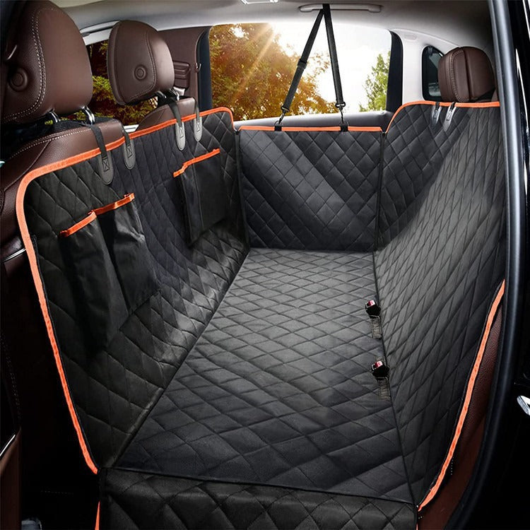 Waterproof pet car seat mat with orange trim