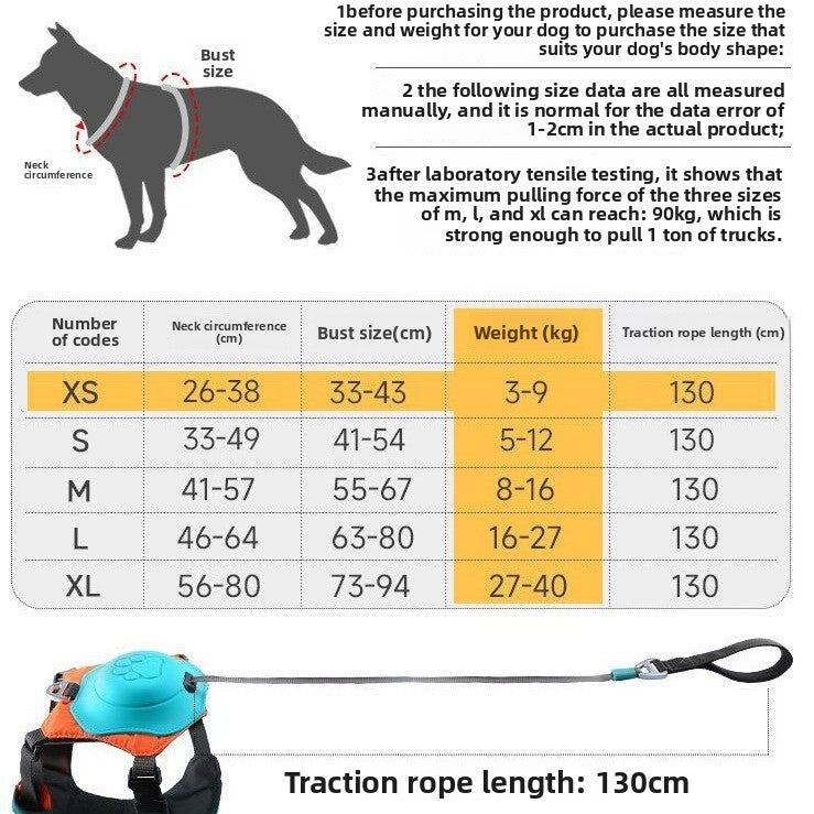 Retractable dog leash with harness, view 3