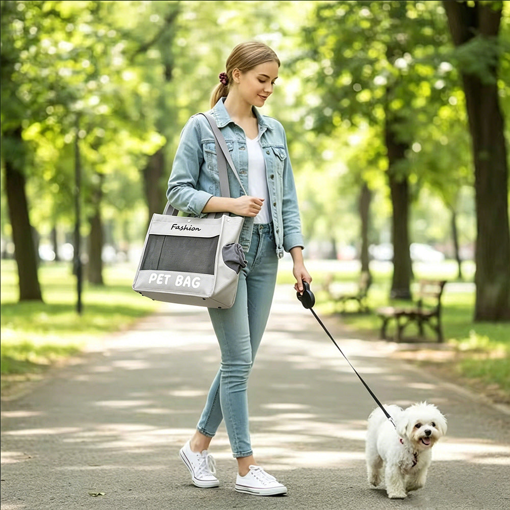 Breathable mesh pet carrier shoulder bag, view 4