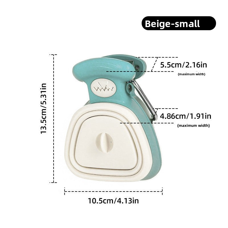Portable dog poop scooper with bag dispenser – Beige – Small