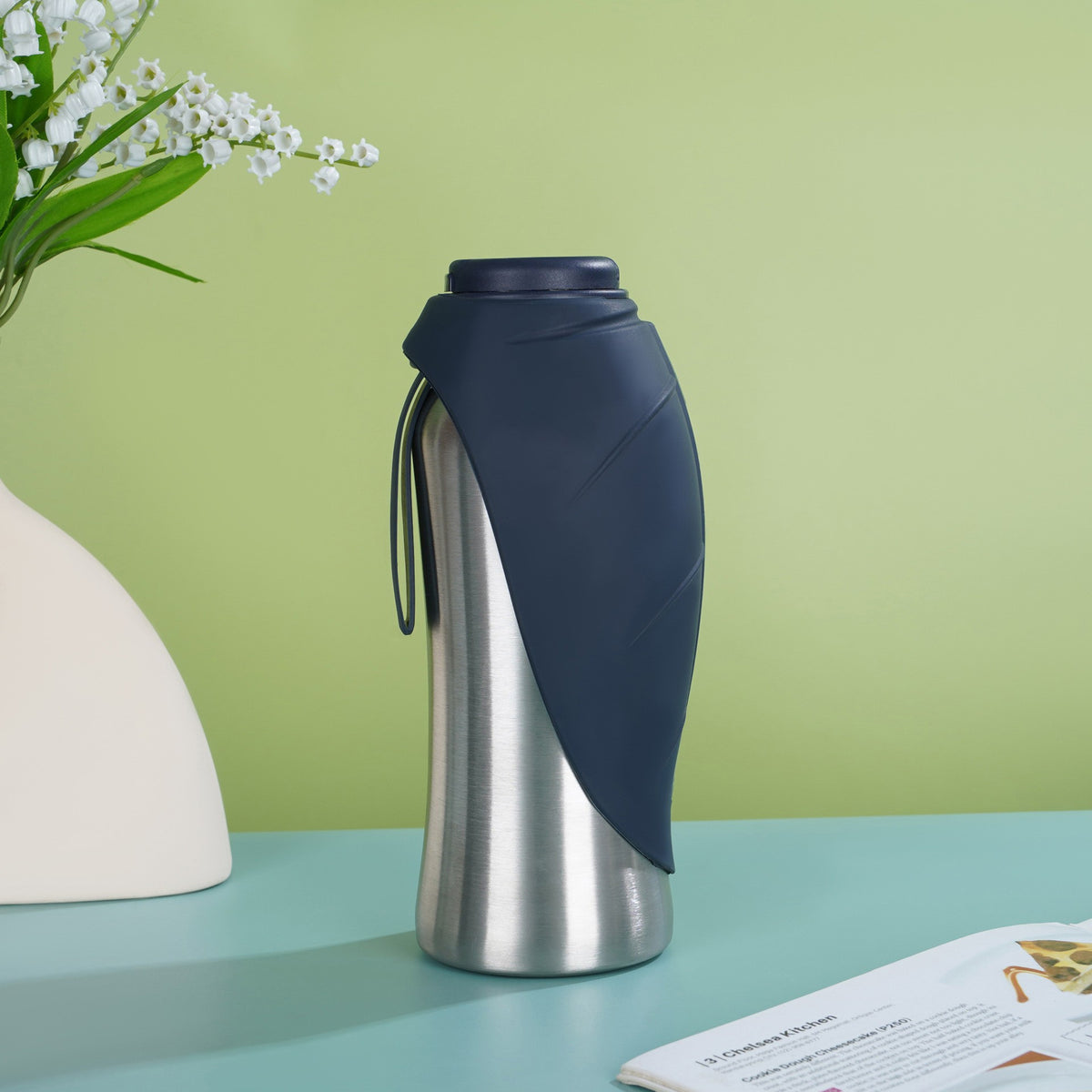 Stainless steel pet travel water bottle, 24 oz – Navy Blue, 24 fl oz (710 ml)