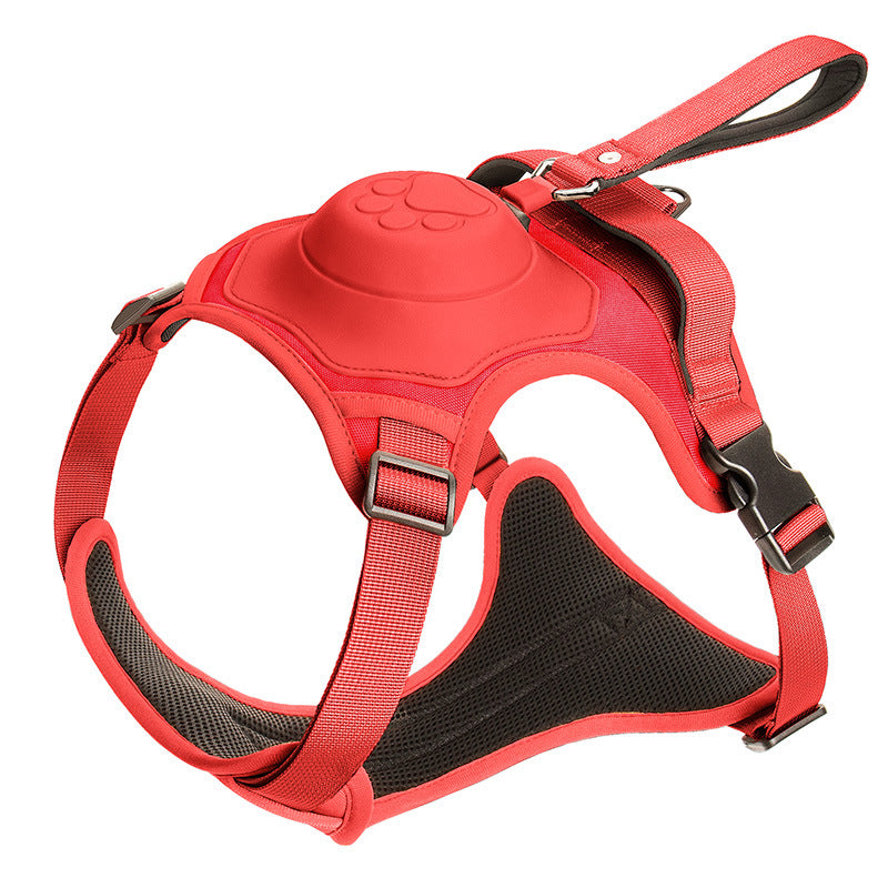 Retractable dog leash with harness – Red, XL