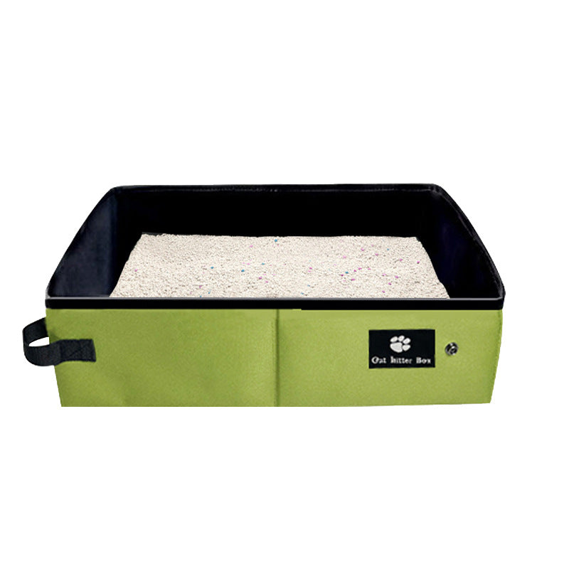 Portable folding cat litter box – Green, Small – 15.7 × 10.6 × 3.9 in (40 × 27 × 10 cm)