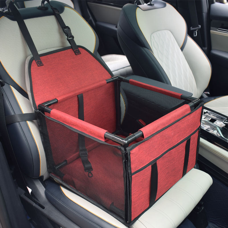 Pet car seat carrier with waterproof mat – Red