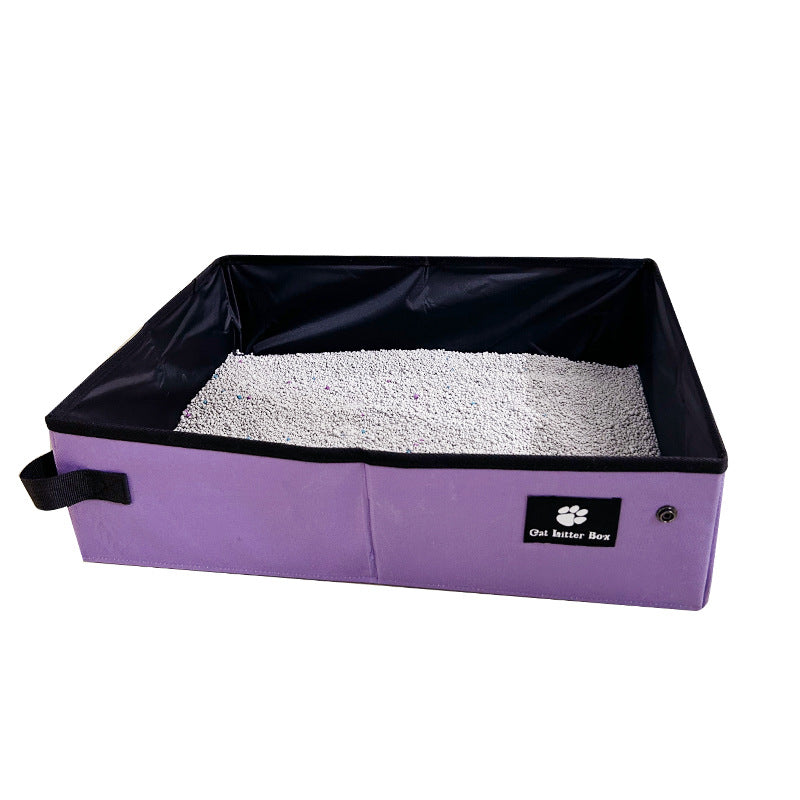 Portable folding cat litter box – Purple, Small – 15.7 × 10.6 × 3.9 in (40 × 27 × 10 cm)