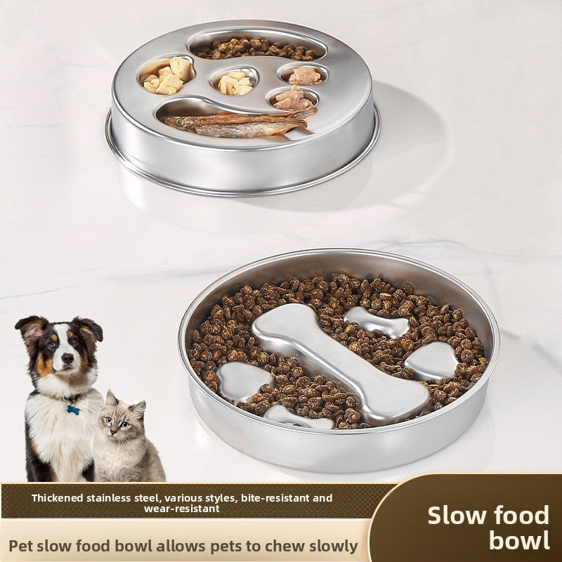 Stainless steel slow feeder dog bowl