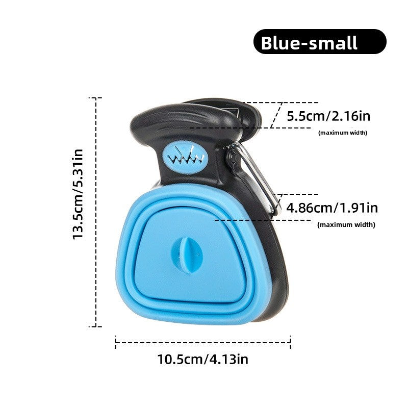 Portable dog poop scooper with bag dispenser – Blue – Small