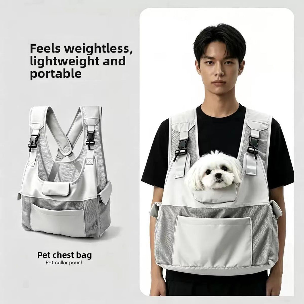 Light gray pet backpack carrier for cats and small dogs