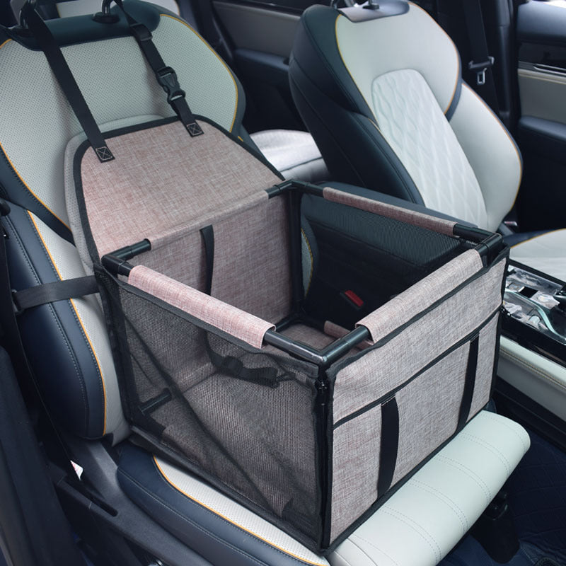 Pet car seat carrier with waterproof mat – Coffee