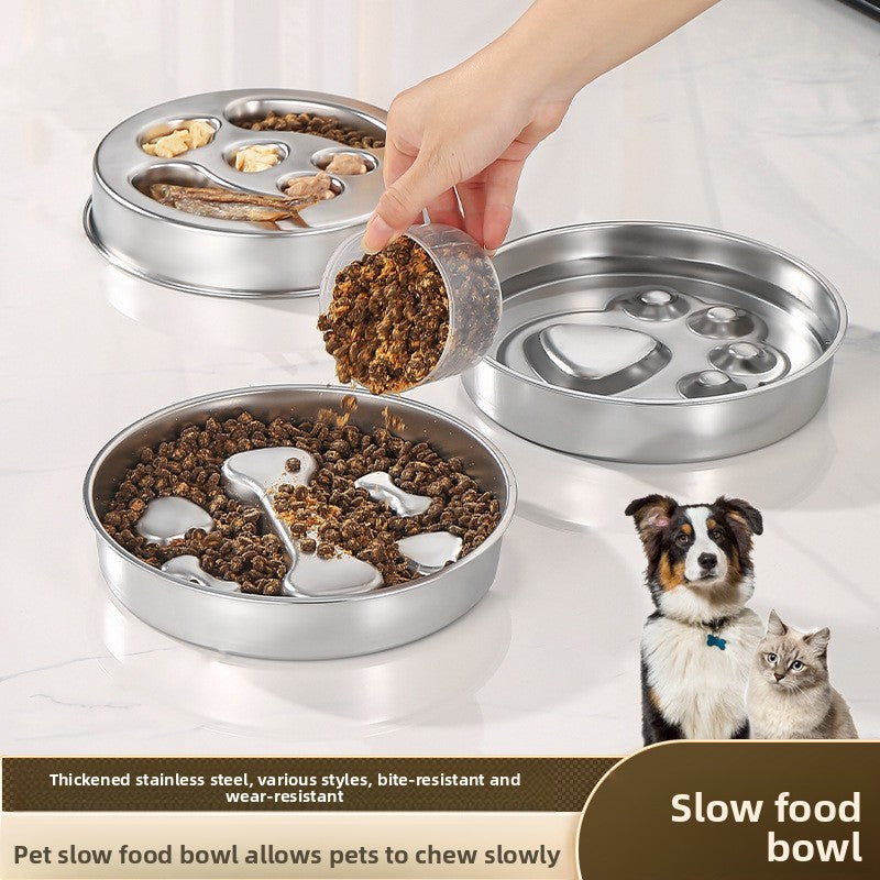 Stainless steel slow feeder dog bowl, view 3