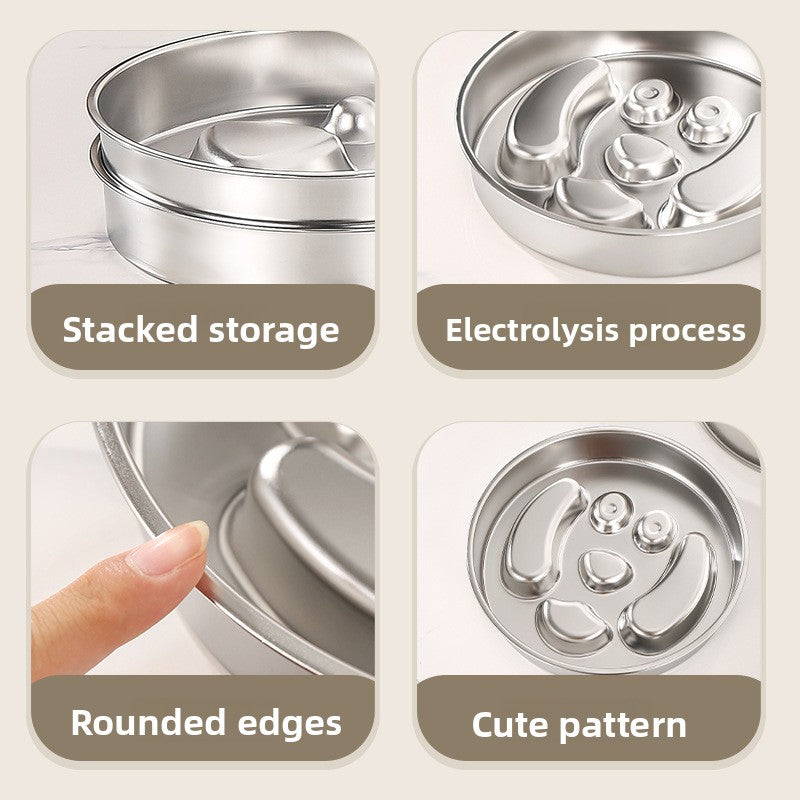 Stainless steel slow feeder dog bowl, view 2