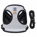 Reflective mesh pet harness and leash set – Grey, XS