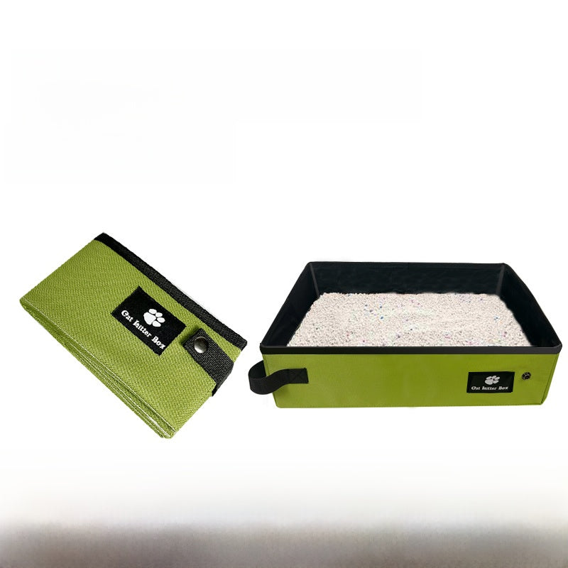 Portable folding cat litter box