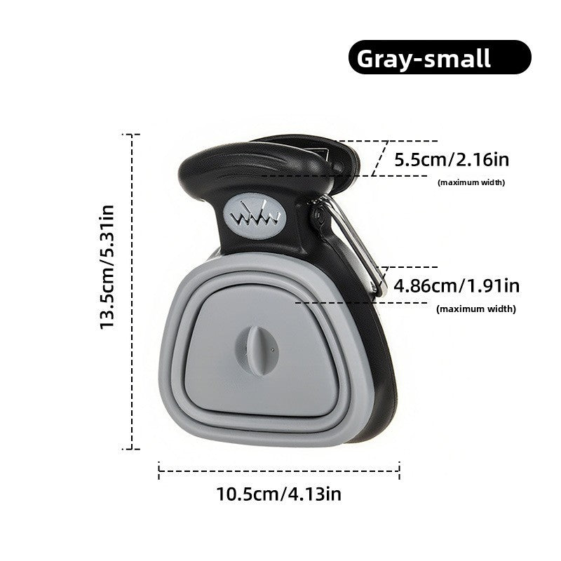 Portable dog poop scooper with bag dispenser – Gray – Small