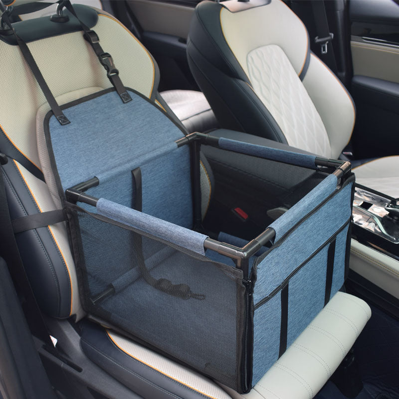 Pet car seat carrier with waterproof mat – Navy Blue
